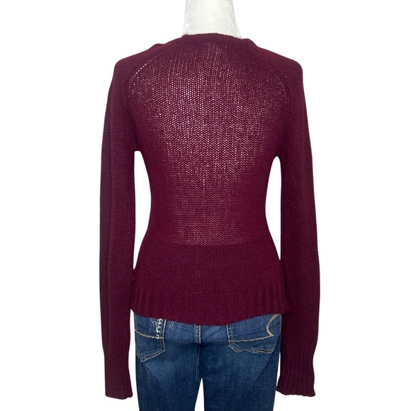 AEO Sweater Angora Wool Blend Crew Neck Long Sleeve Burgundy Wine Junior Large L - Picture 5 of 14